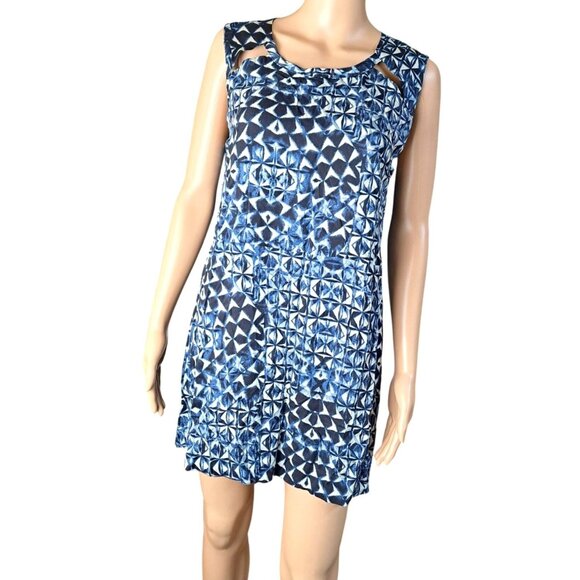 Lucky Brand Dresses & Skirts - Lucky Brand Blue White Sleeveless Geometric Print Shift Dress XS New with Tags